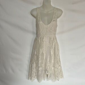 Free People Cream Lace Mini Dress